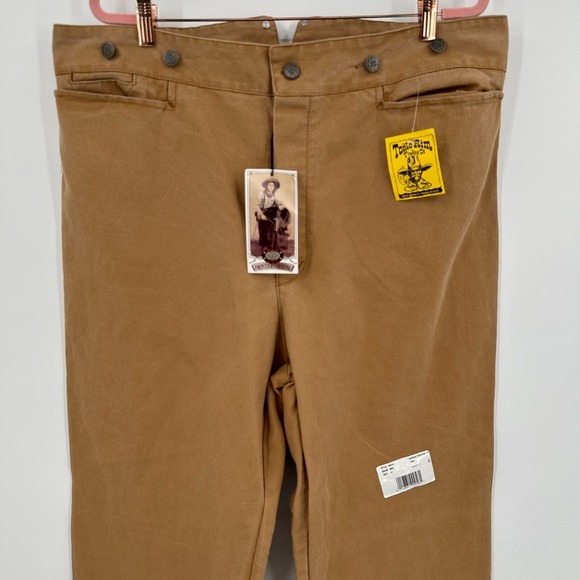 Wah Maker SASS Frontier Scully Western Pants Buckle Mens 42 Brown Canvas Ranch - Picture 6 of 13